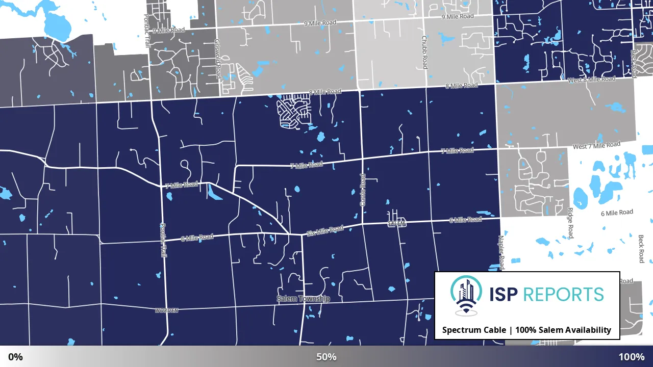 Salem, MI map of internet availability