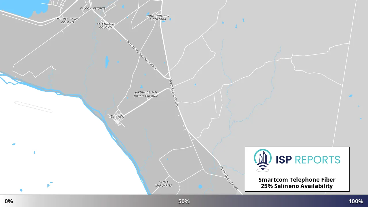 Salineno, TX map of internet availability