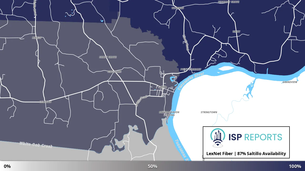 Saltillo, TN map of internet availability