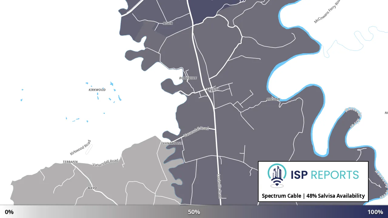 Salvisa, KY map of internet availability