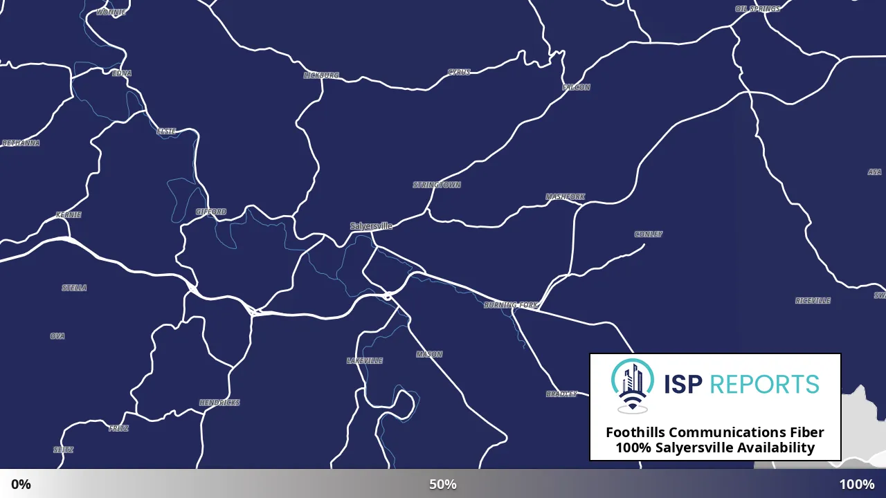 Salyersville, KY map of internet availability