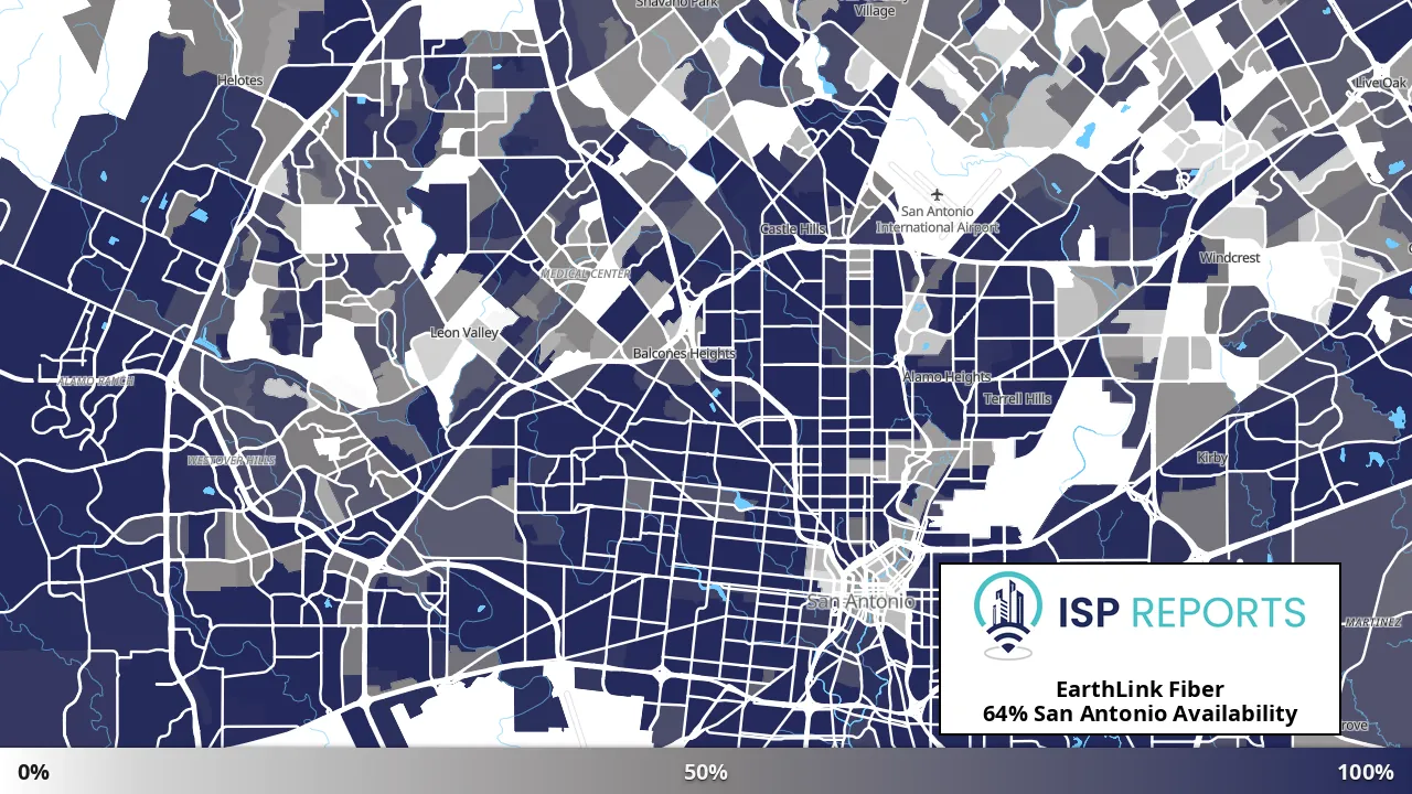 San Antonio, TX map of internet availability