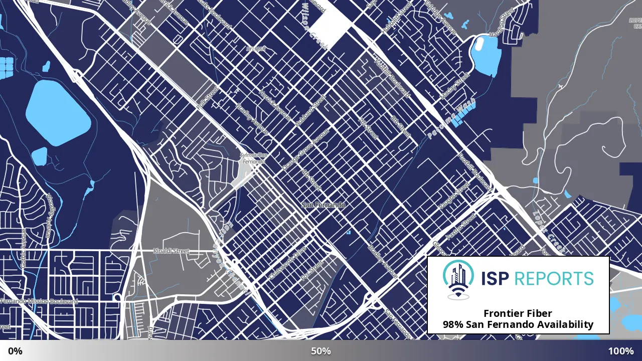 San Fernando, CA map of internet availability