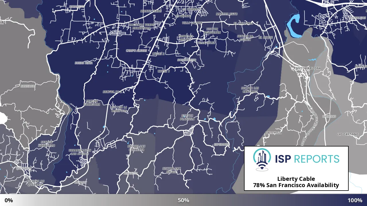 San Francisco, PR map of internet availability