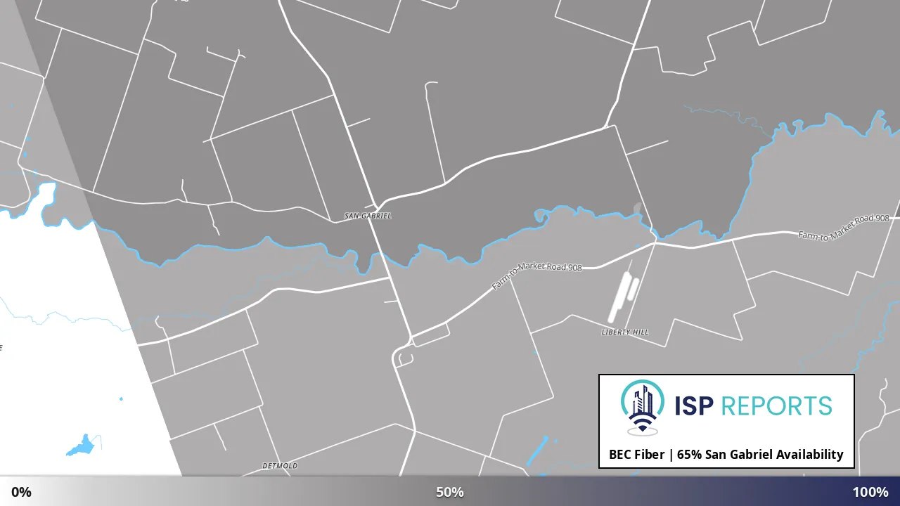 San Gabriel, TX map of internet availability
