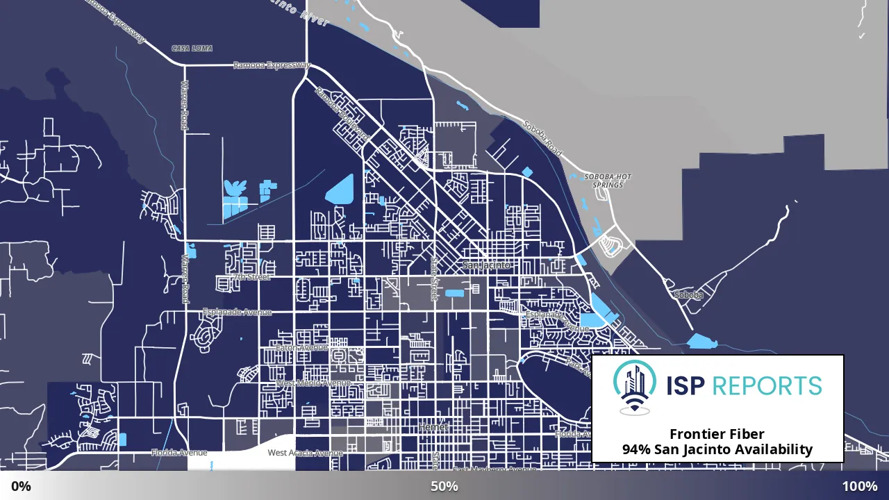San Jacinto, CA map of internet availability