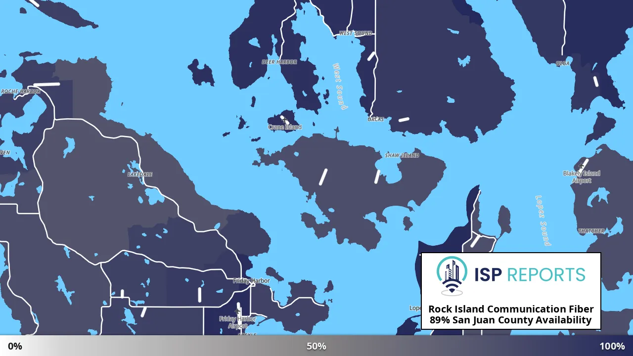 San Juan County, WA map of internet availability
