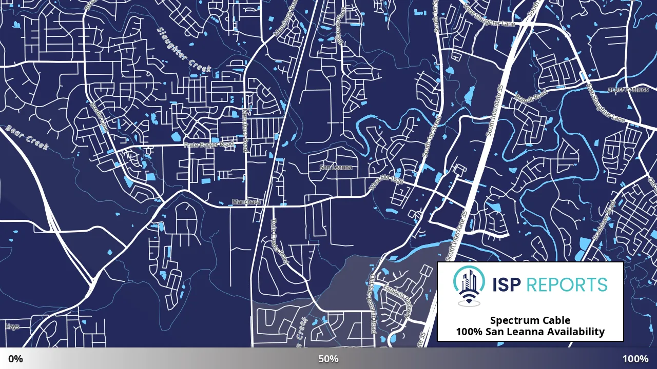 San Leanna, TX map of internet availability