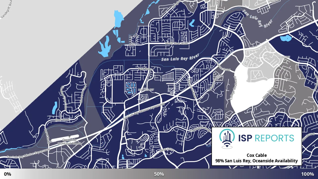 San Luis Rey, Oceanside, CA map of internet availability