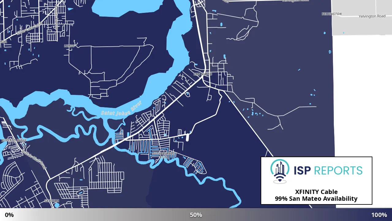 San Mateo, FL map of internet availability