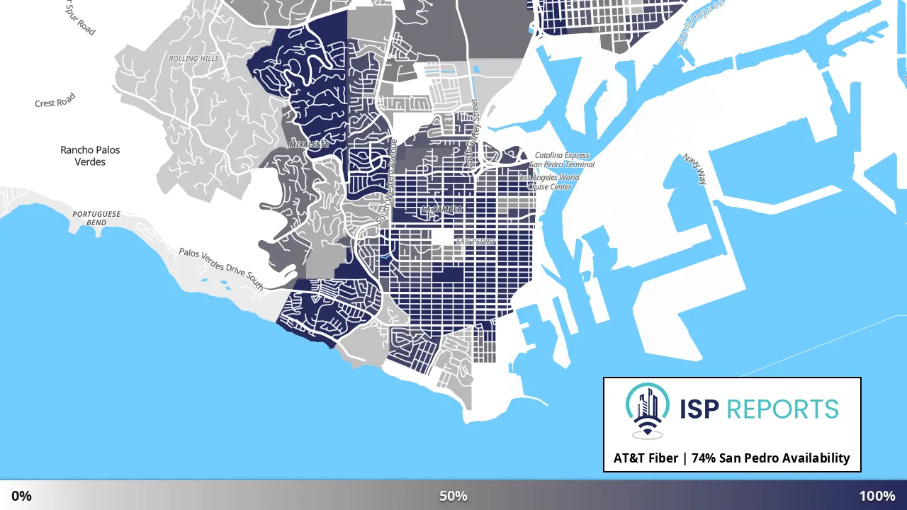 San Pedro, CA map of internet availability