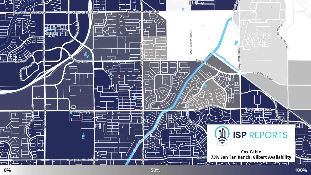 San Tan Ranch, Gilbert, AZ map of internet availability