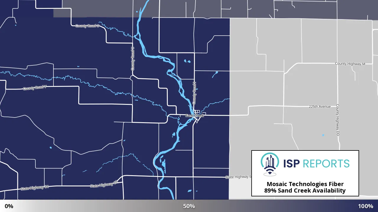 Sand Creek, WI map of internet availability