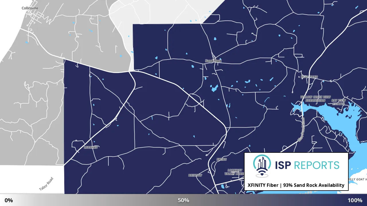 Sand Rock, AL map of internet availability