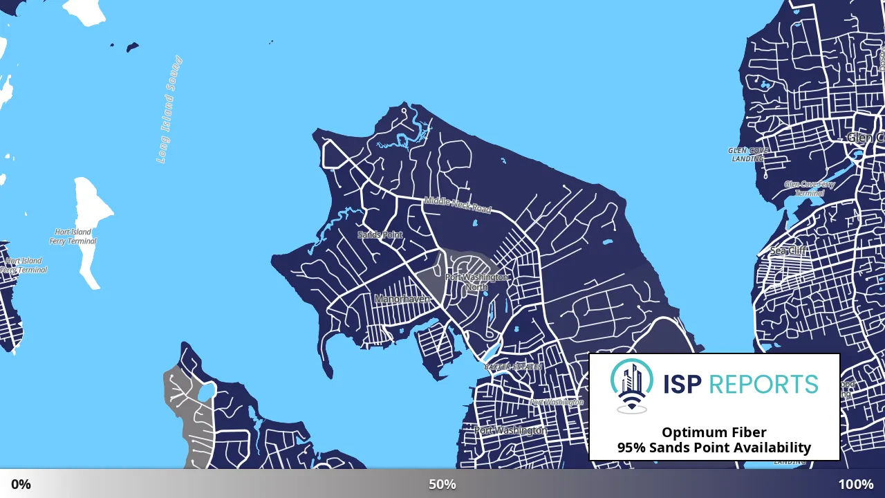 Sands Point, NY map of internet availability