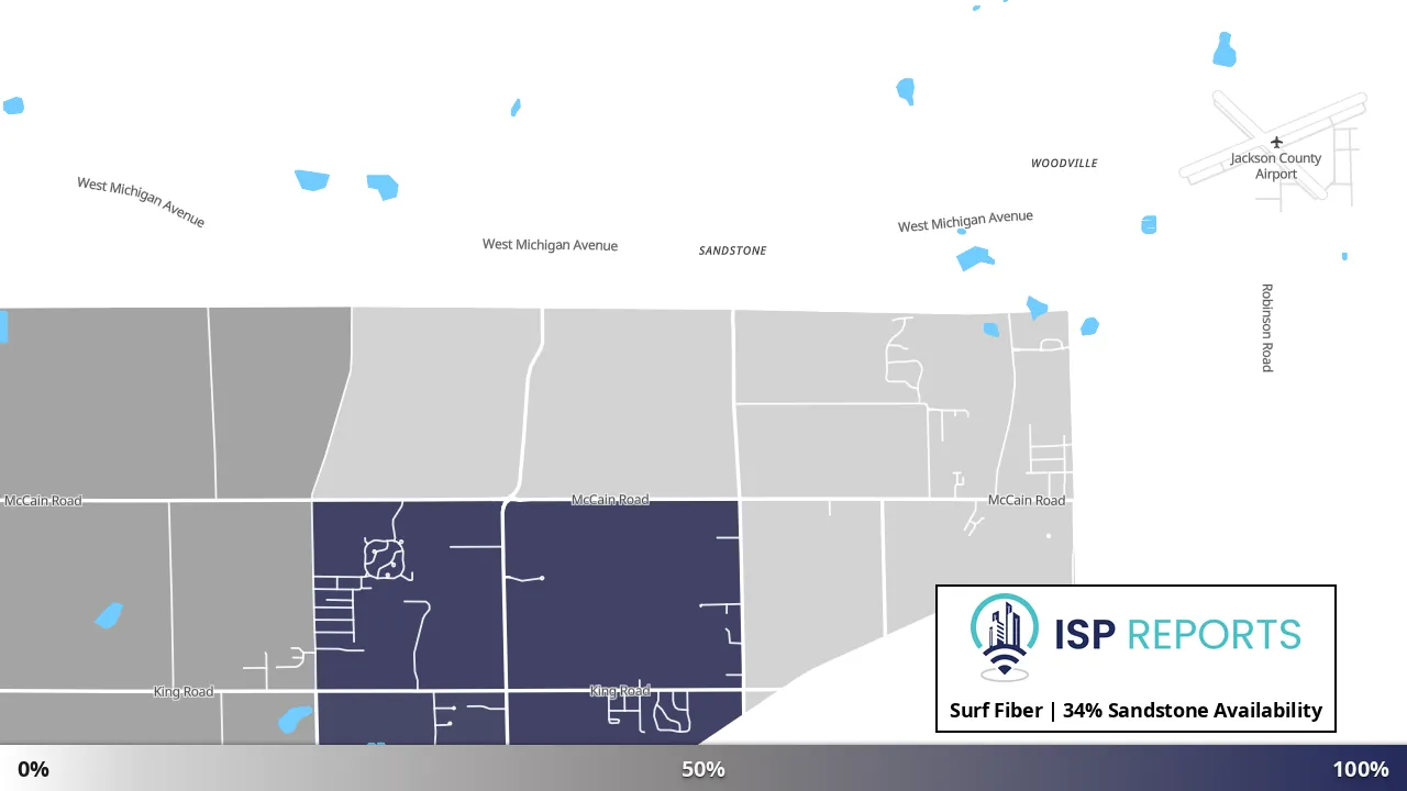 Sandstone, MI map of internet availability