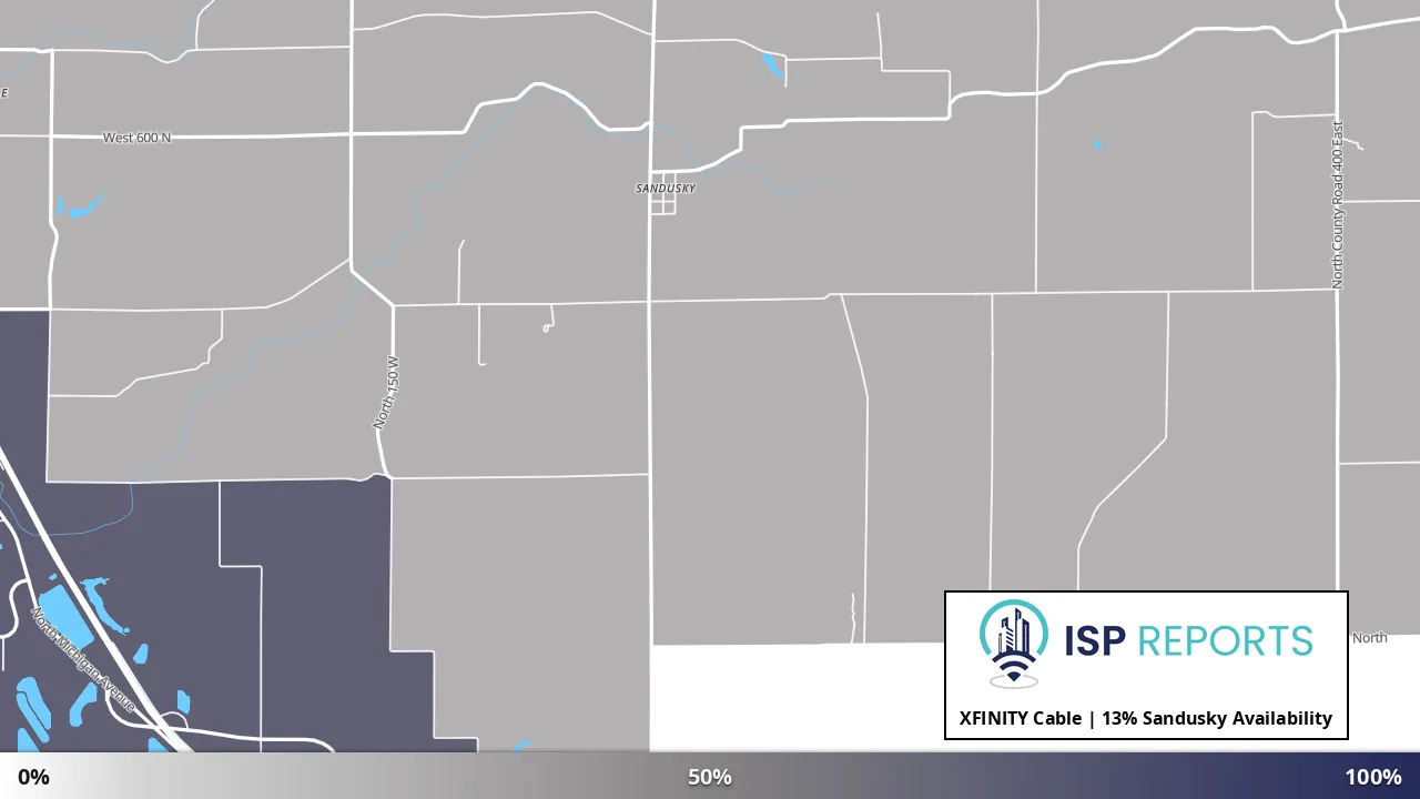 Sandusky, IN map of internet availability