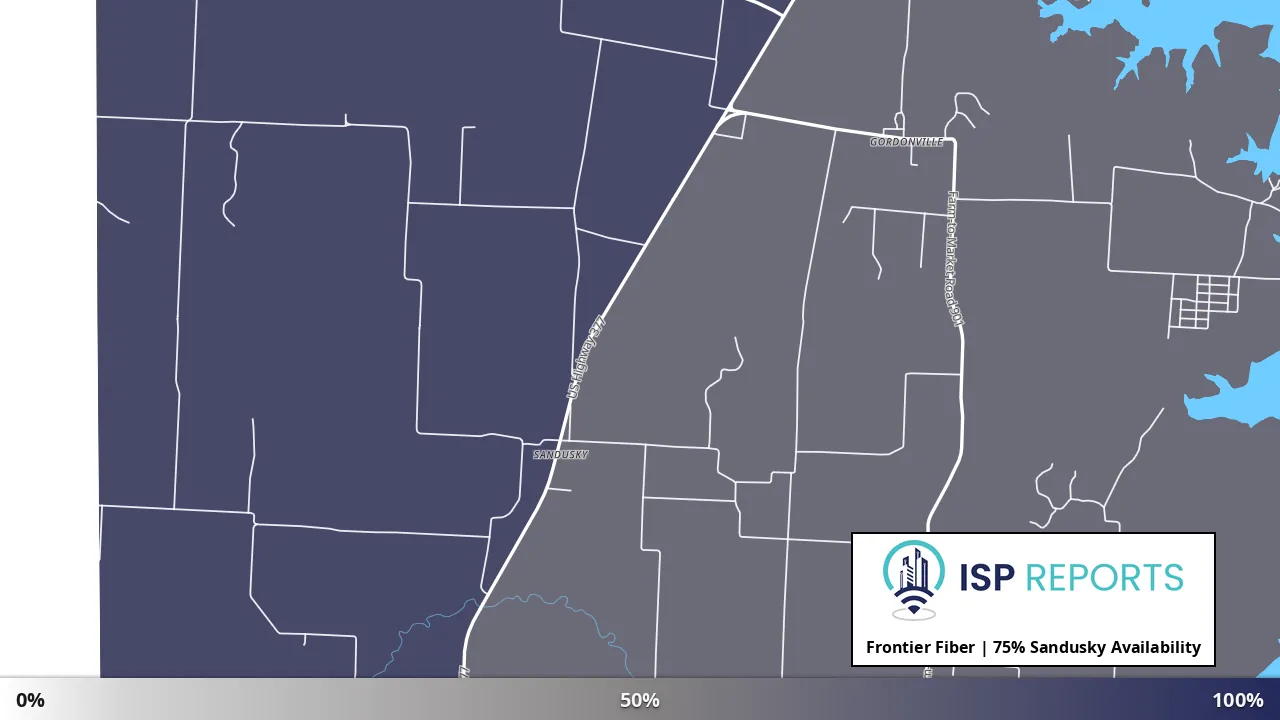 Sandusky, TX map of internet availability