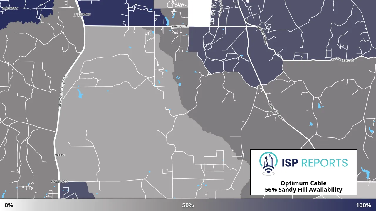 Sandy Hill, LA map of internet availability