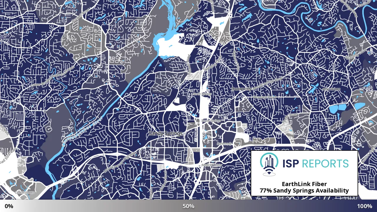 Sandy Springs, GA map of internet availability