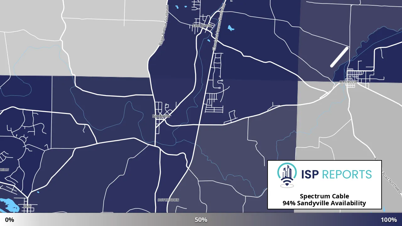 Sandyville, OH map of internet availability