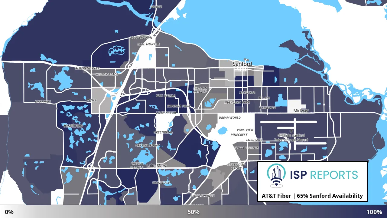 Sanford, FL map of internet availability