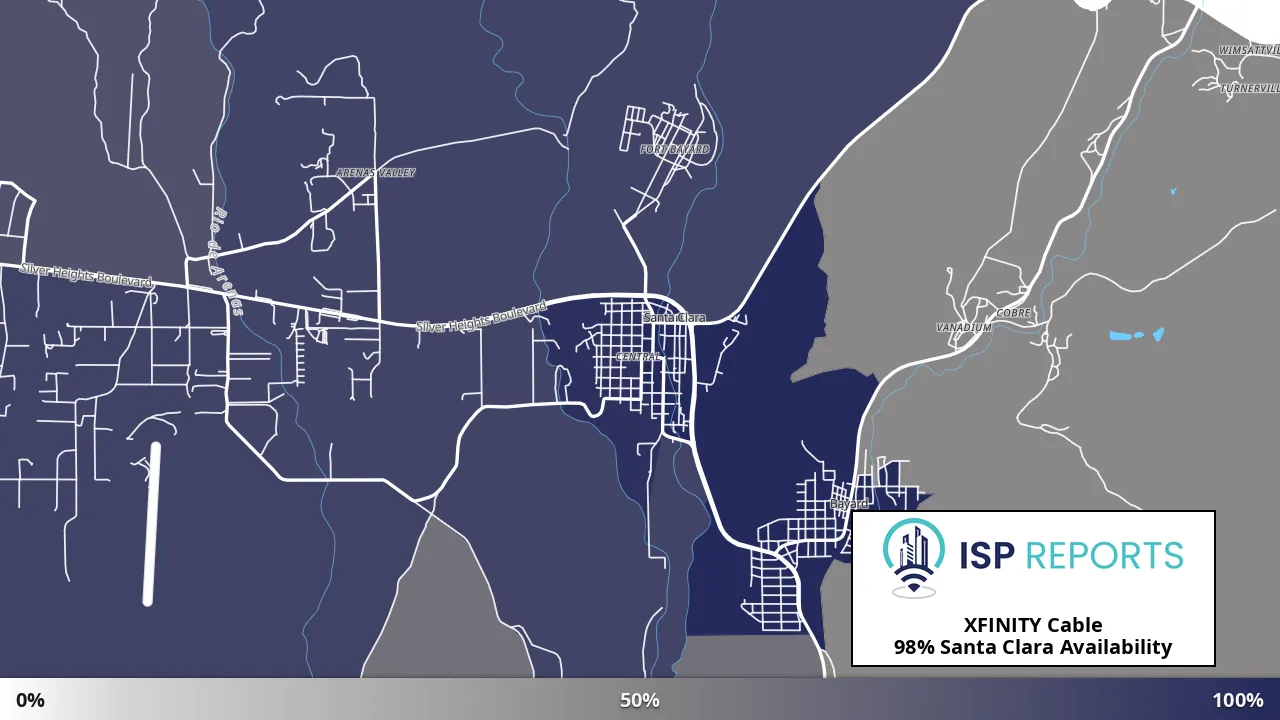 Santa Clara, NM map of internet availability