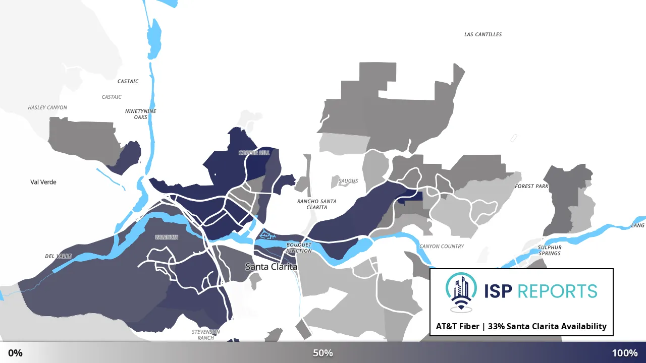 Santa Clarita, CA map of internet availability