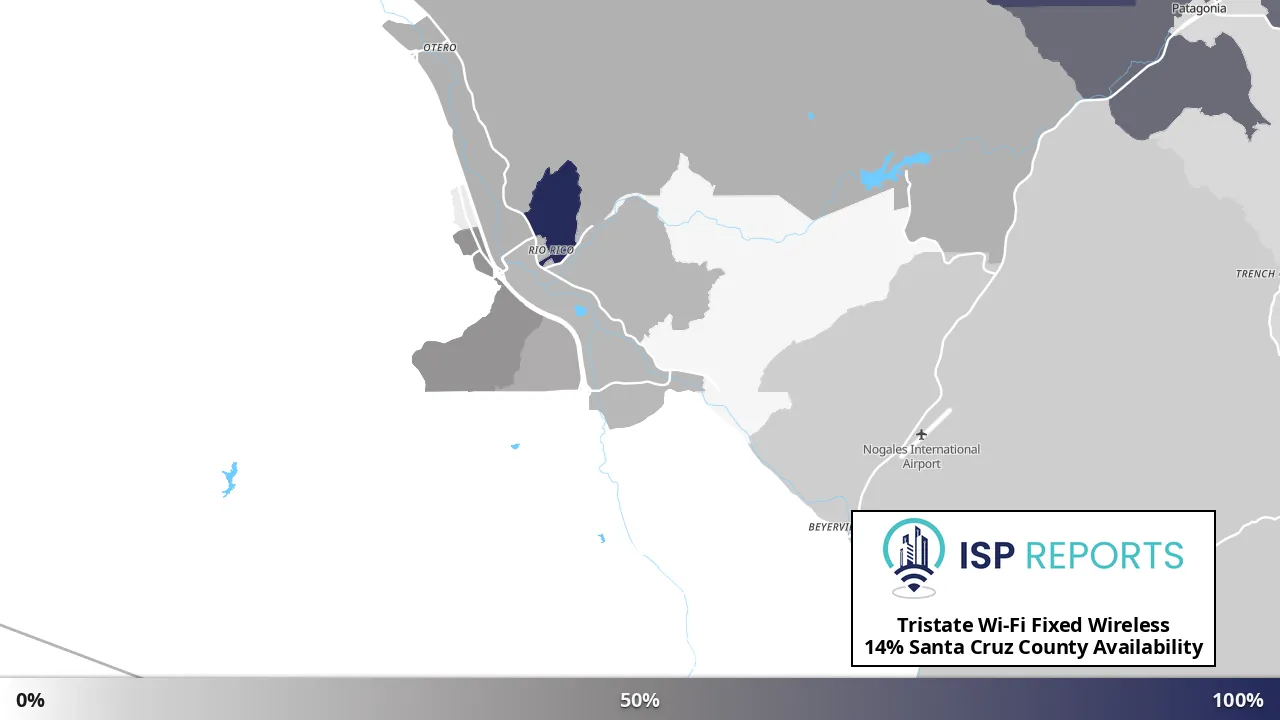 Santa Cruz County, AZ map of internet availability