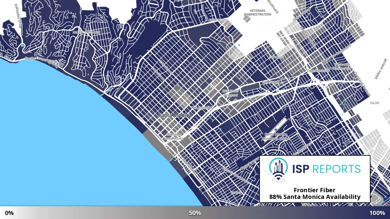 Santa Monica, CA map of internet availability