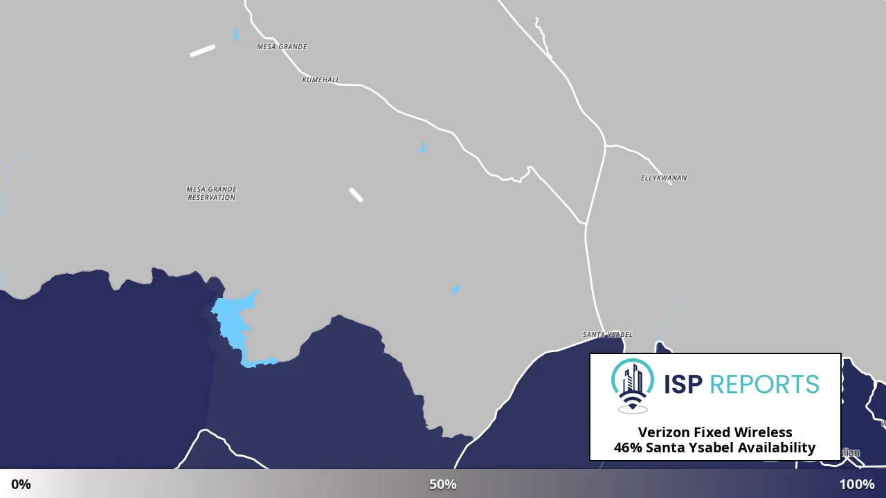 Santa Ysabel, CA map of internet availability