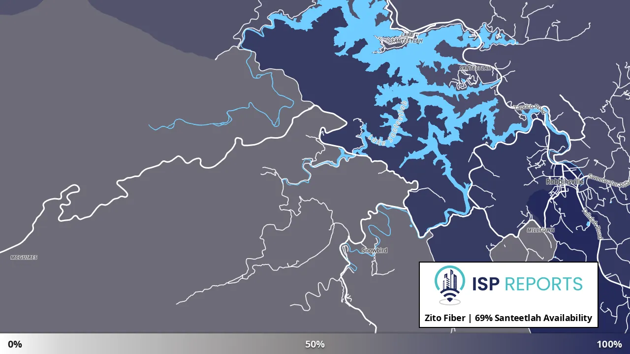 Santeetlah, NC map of internet availability