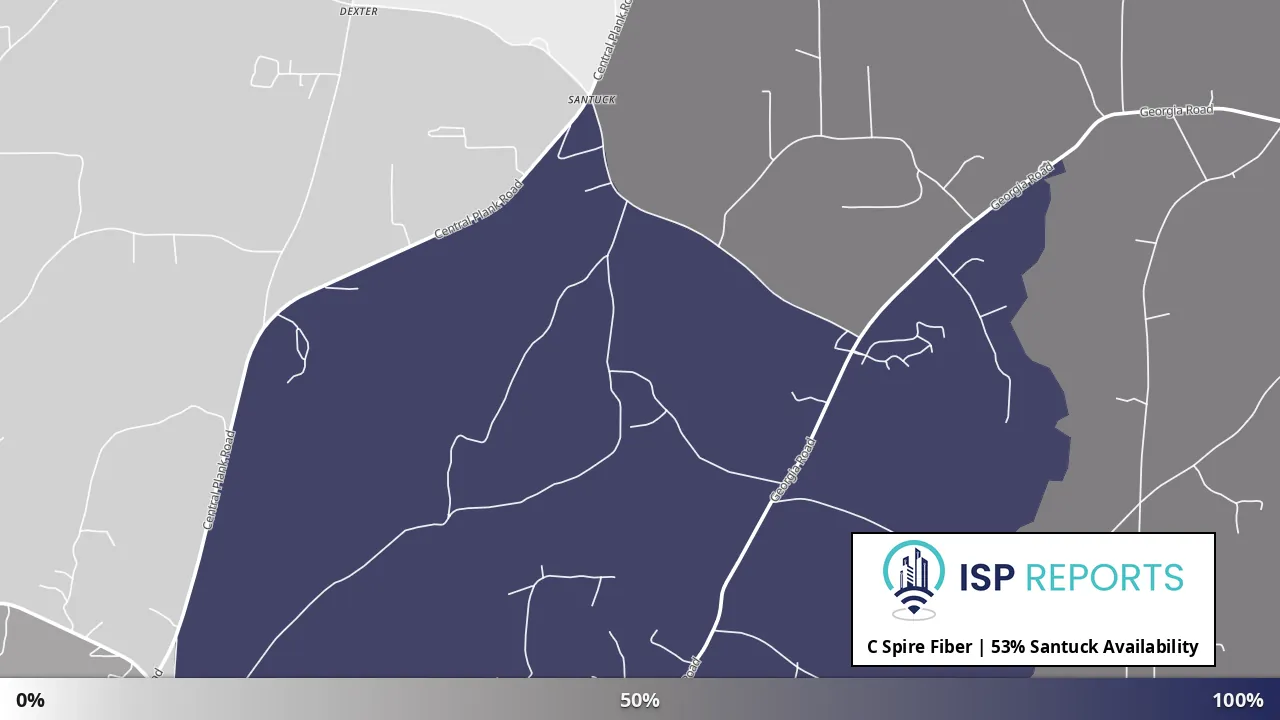Santuck, AL map of internet availability