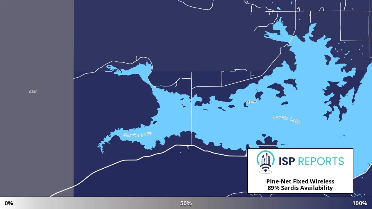Sardis, OK map of internet availability