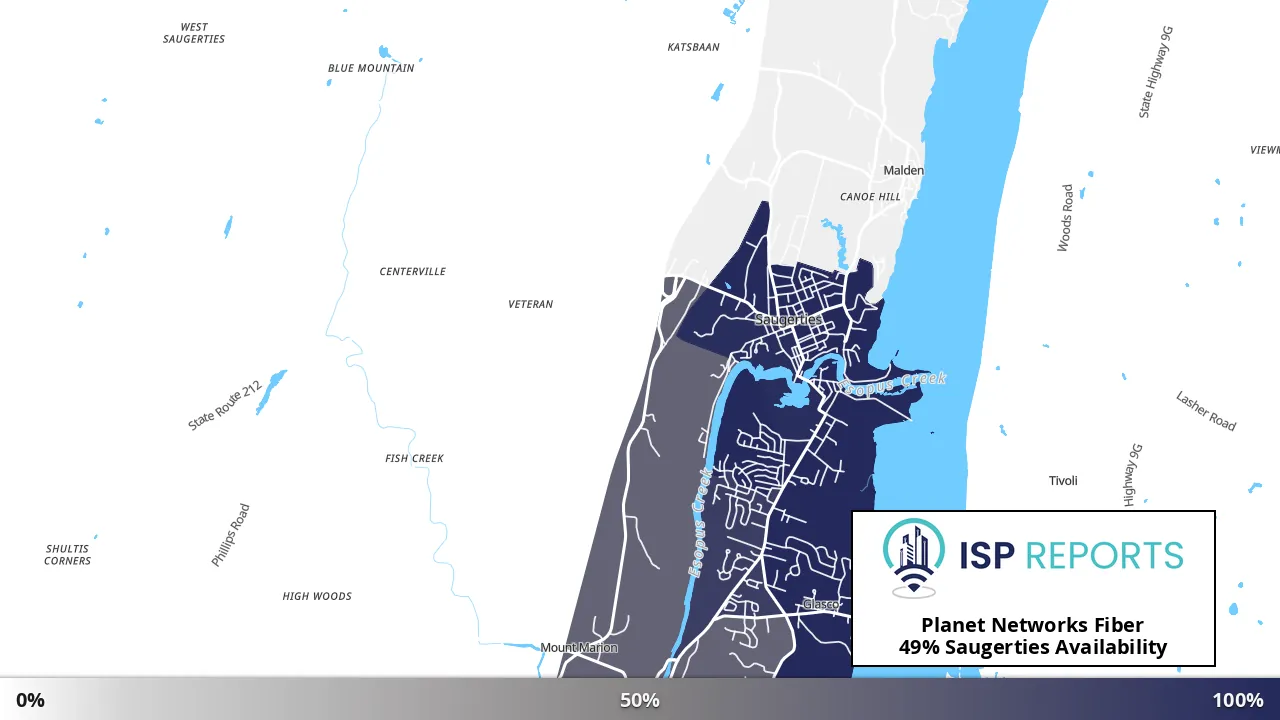 Saugerties, NY map of internet availability