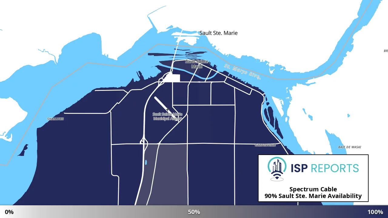 Sault Ste. Marie, MI map of internet availability