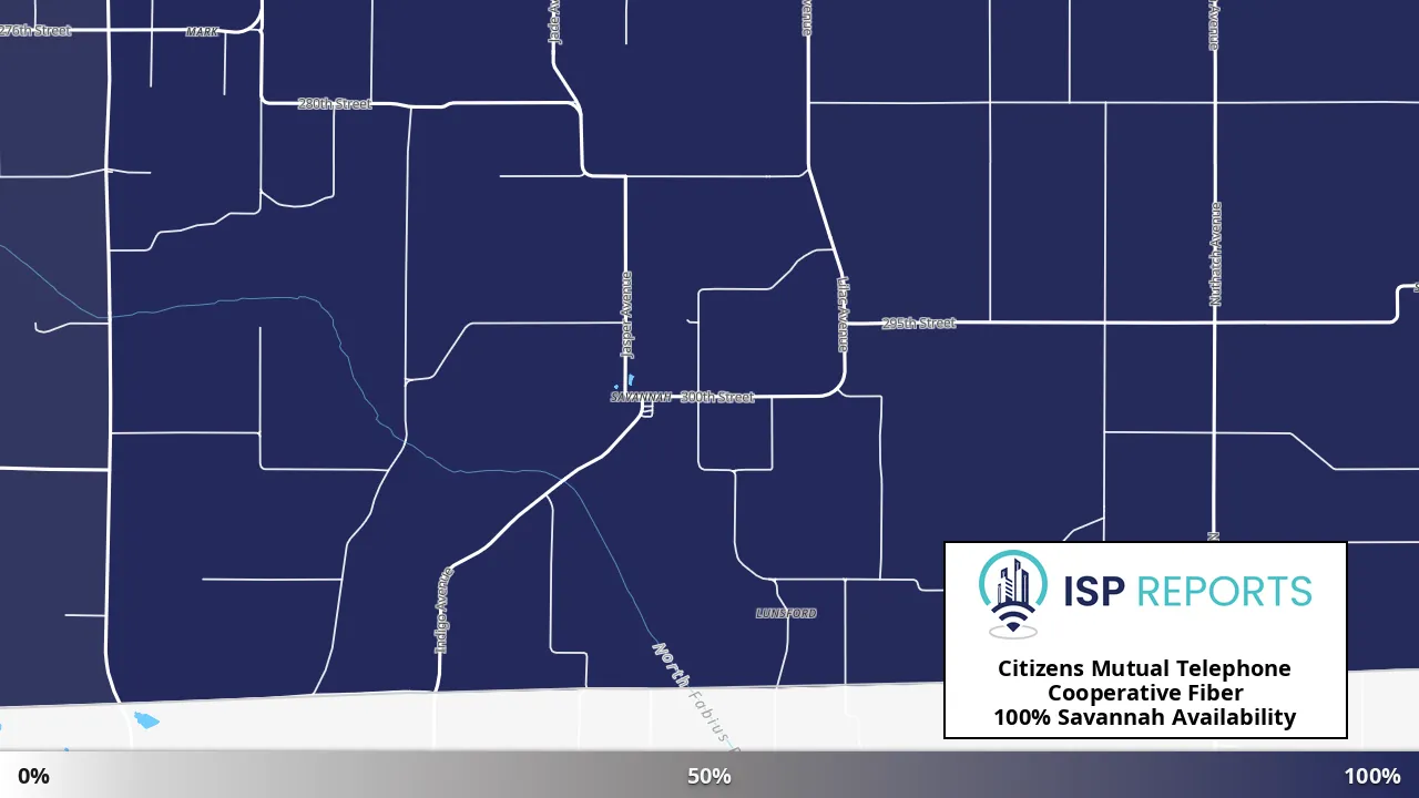 Savannah, IA map of internet availability