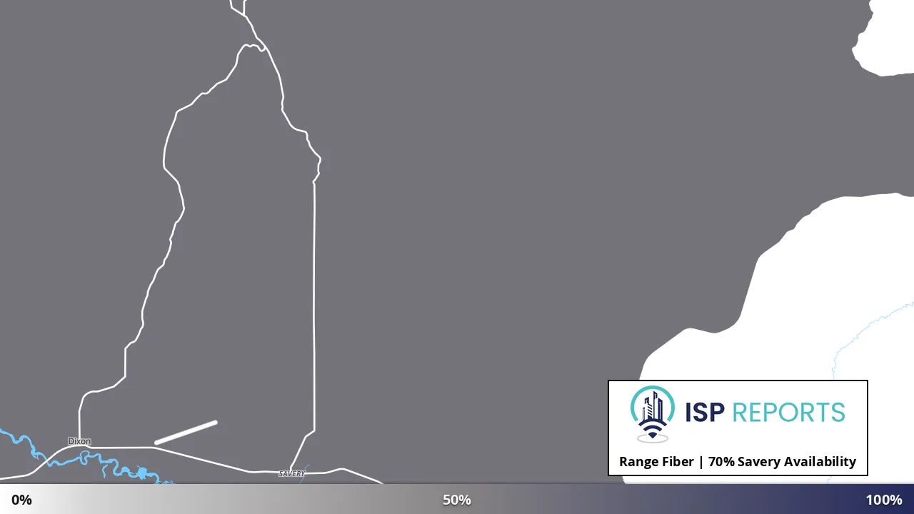 Savery, WY map of internet availability