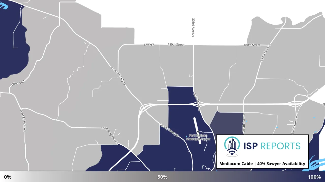 Sawyer, IA map of internet availability