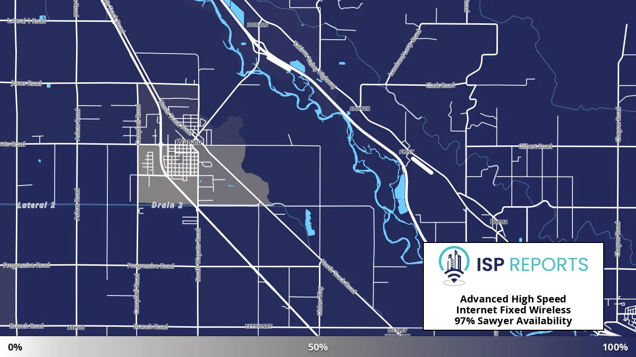Sawyer, WA map of internet availability