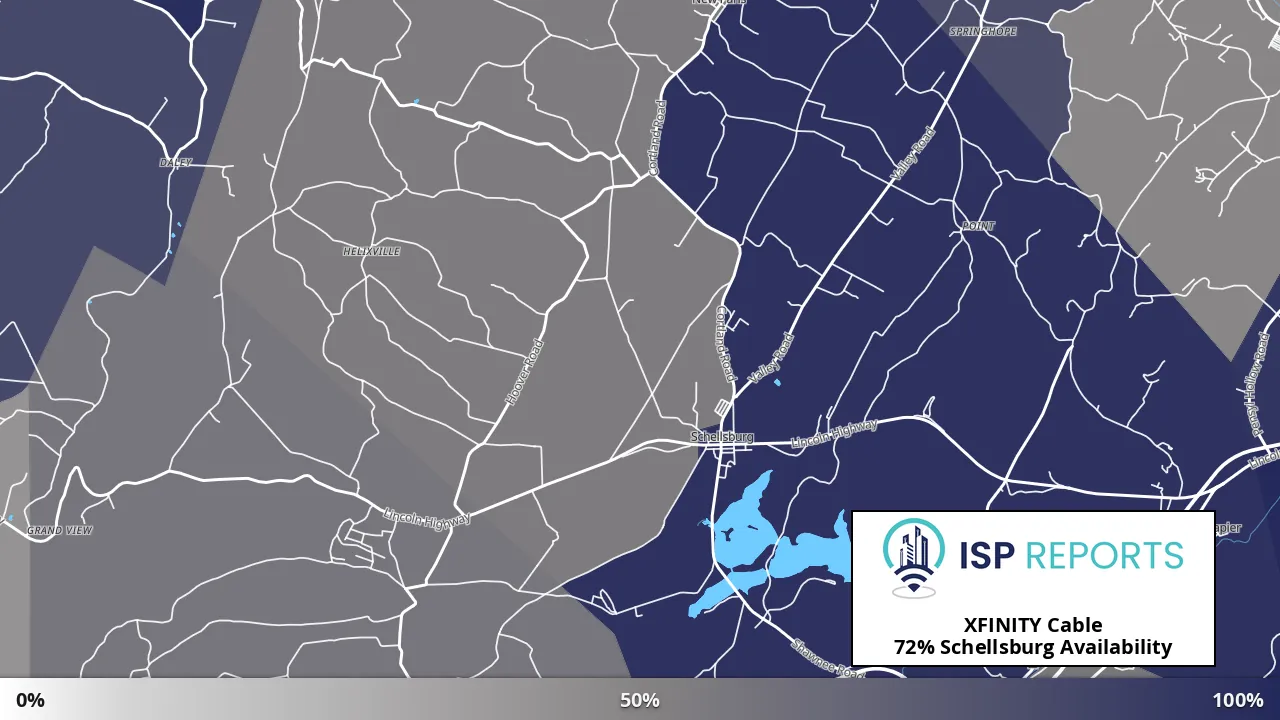 Schellsburg, PA map of internet availability