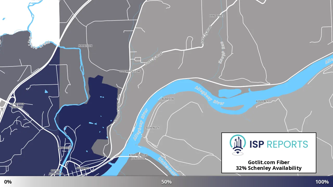 Schenley, PA map of internet availability