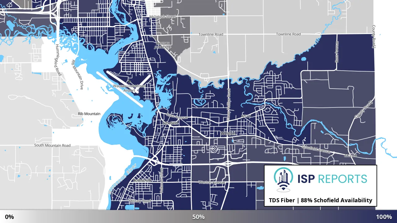 Schofield, WI map of internet availability