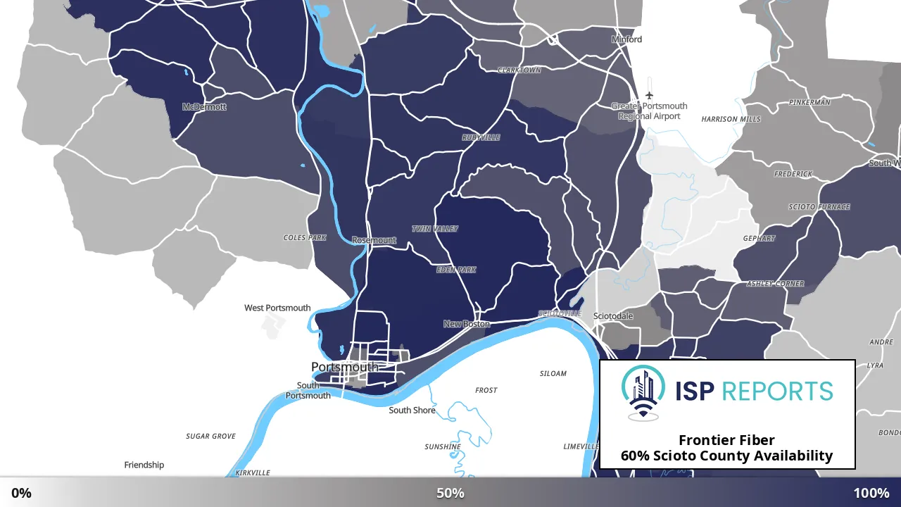 Scioto County, OH map of internet availability