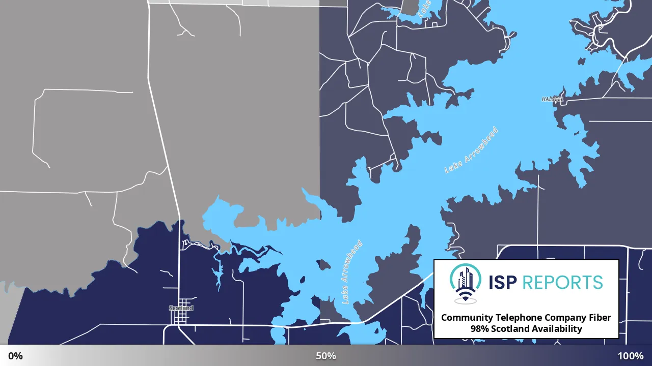 Scotland, TX map of internet availability