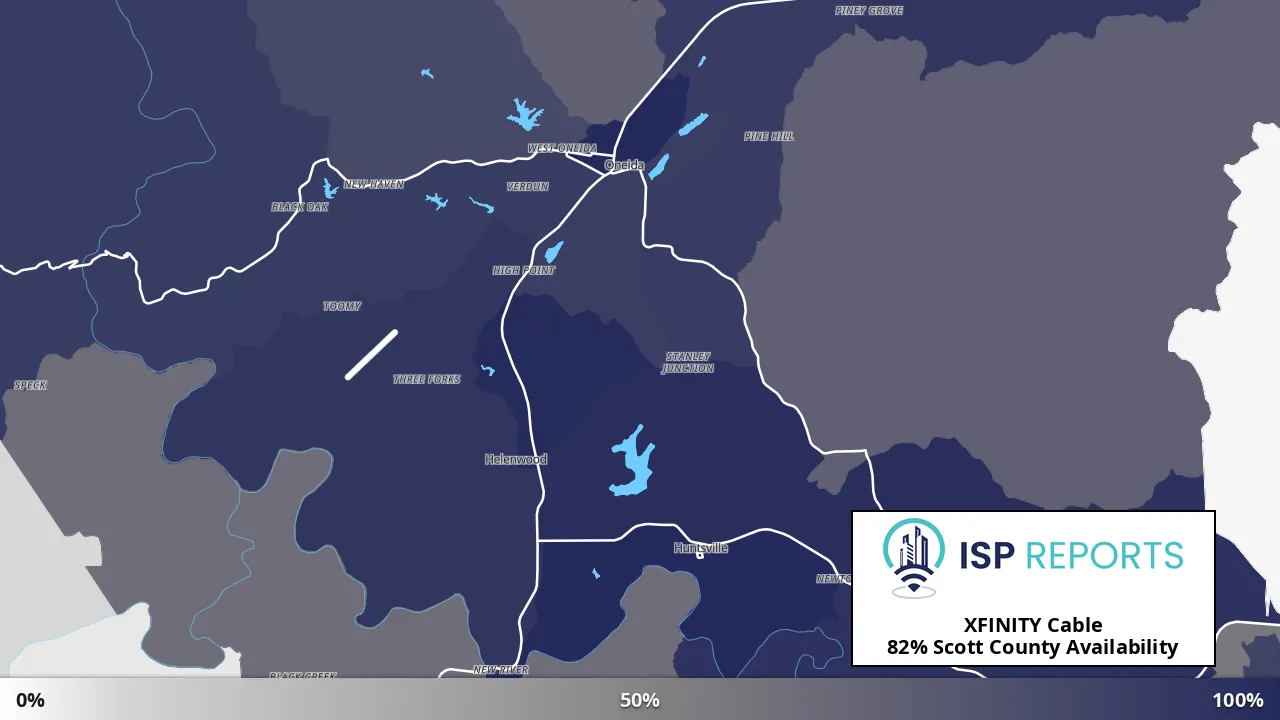 Scott County, TN map of internet availability