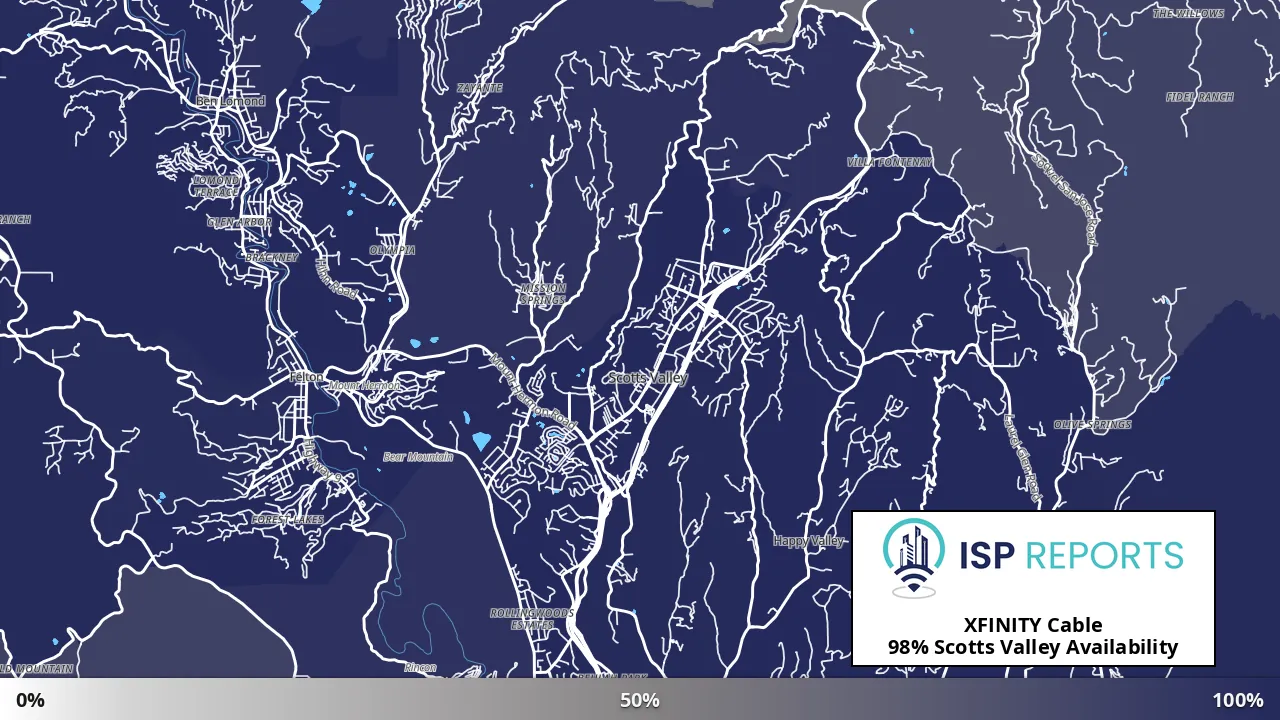 Scotts Valley, CA map of internet availability