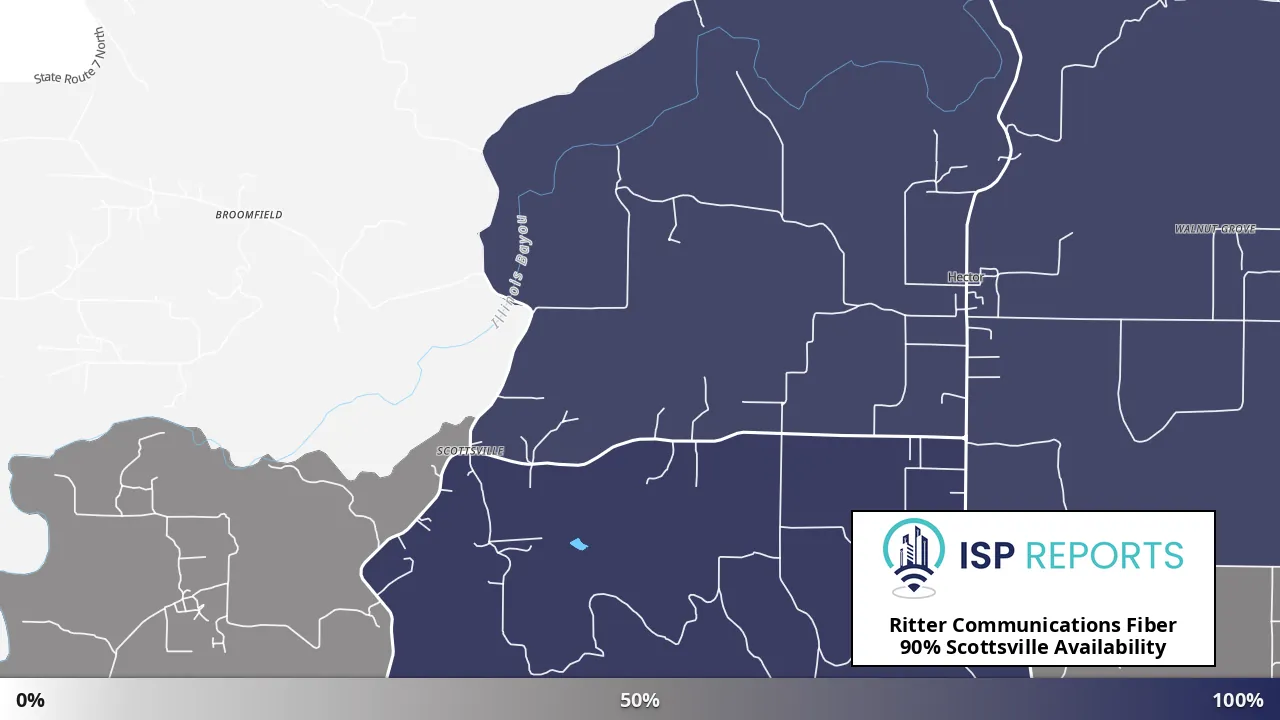 Scottsville, AR map of internet availability