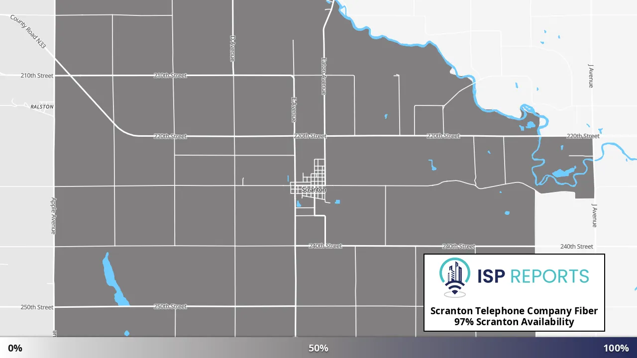 Scranton, IA map of internet availability