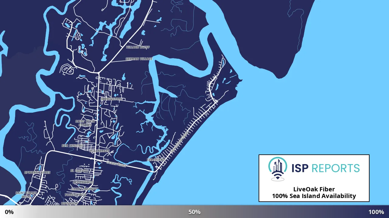 Sea Island, GA map of internet availability